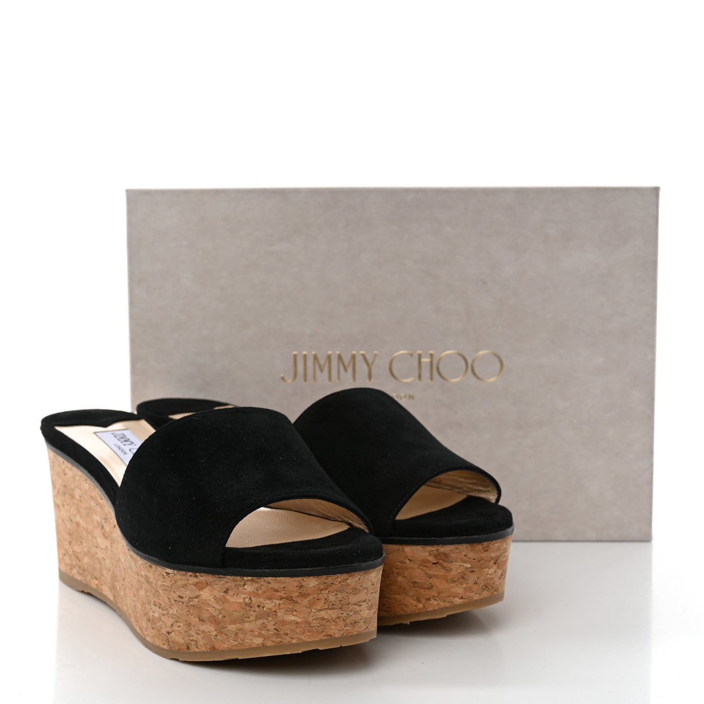 Suede Cork DeeDee Platform Wedge Slide Sandals 39 Black