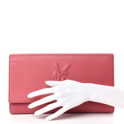 Saint Laurent Calfskin Monogram Large Belle De Jour Clutch Pink 2 of 10