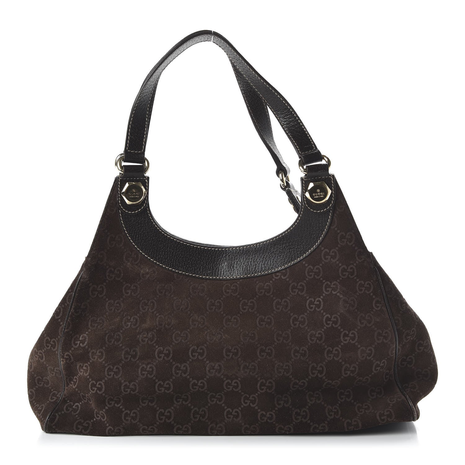 Gucci Monogram Suede Medium Charmy Shoulder Bag Dark Brown 1 of 10