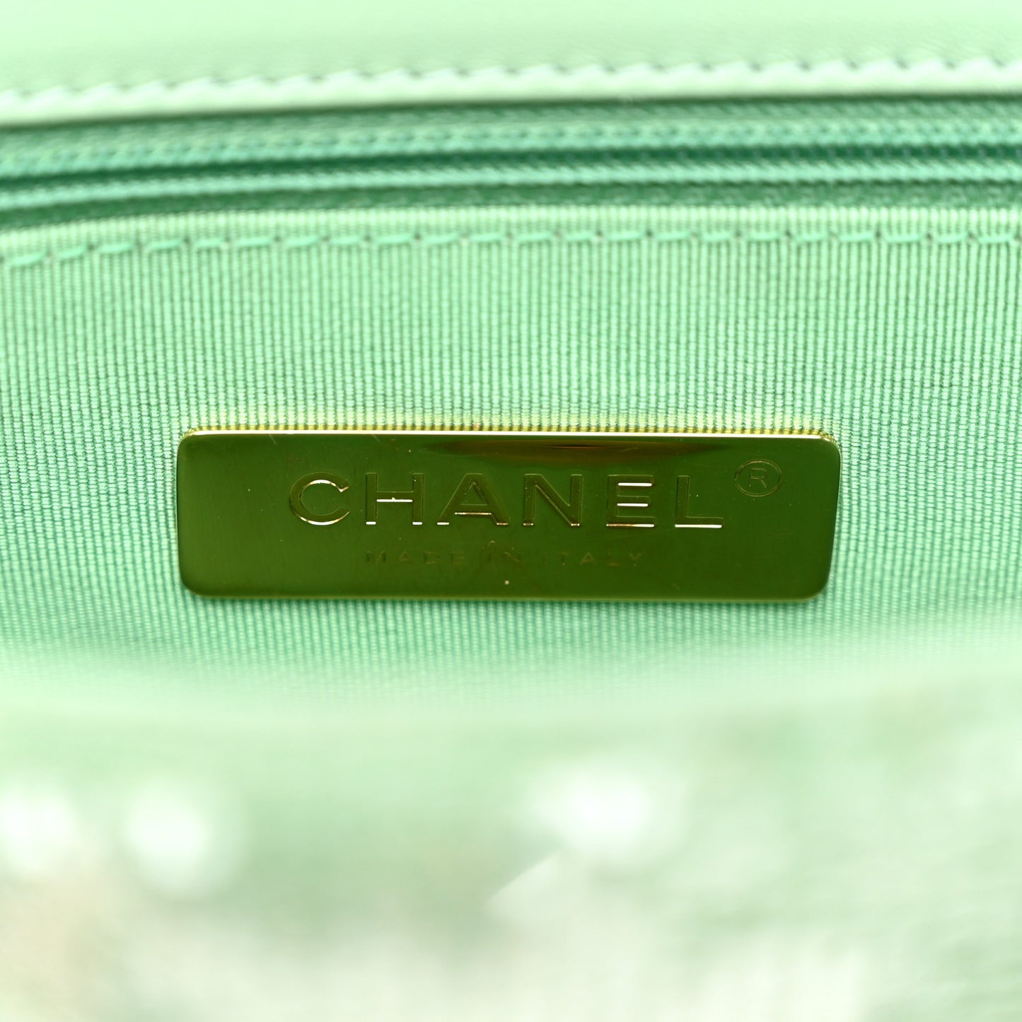 Sequin Quilted Medium Chanel 19 Flap Light Green