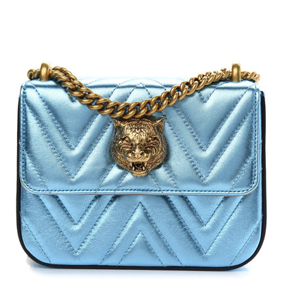 Gucci Metallic Nappa Matelasse Broadway Shoulder Bag Cielo 1 of 10