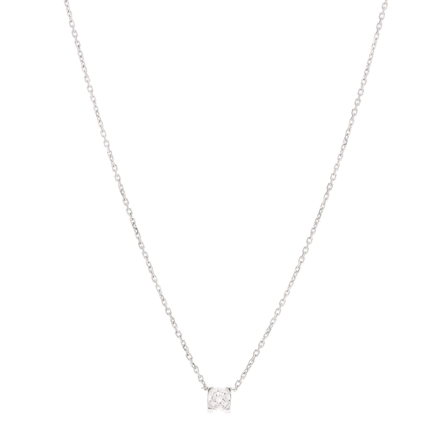 18K White Gold Diamond .23ct C De Cartier Pendant Necklace