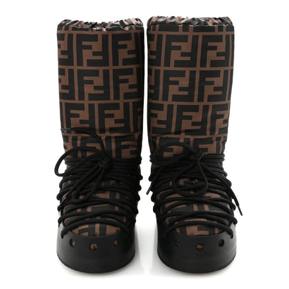 Fendi Nylon Rubber FF Snow Boots 37 Tobacco Black 3 of 7