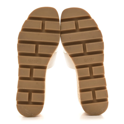 Hermes Calfskin Cork Eze 30 Sandals 37 White 6 of 10