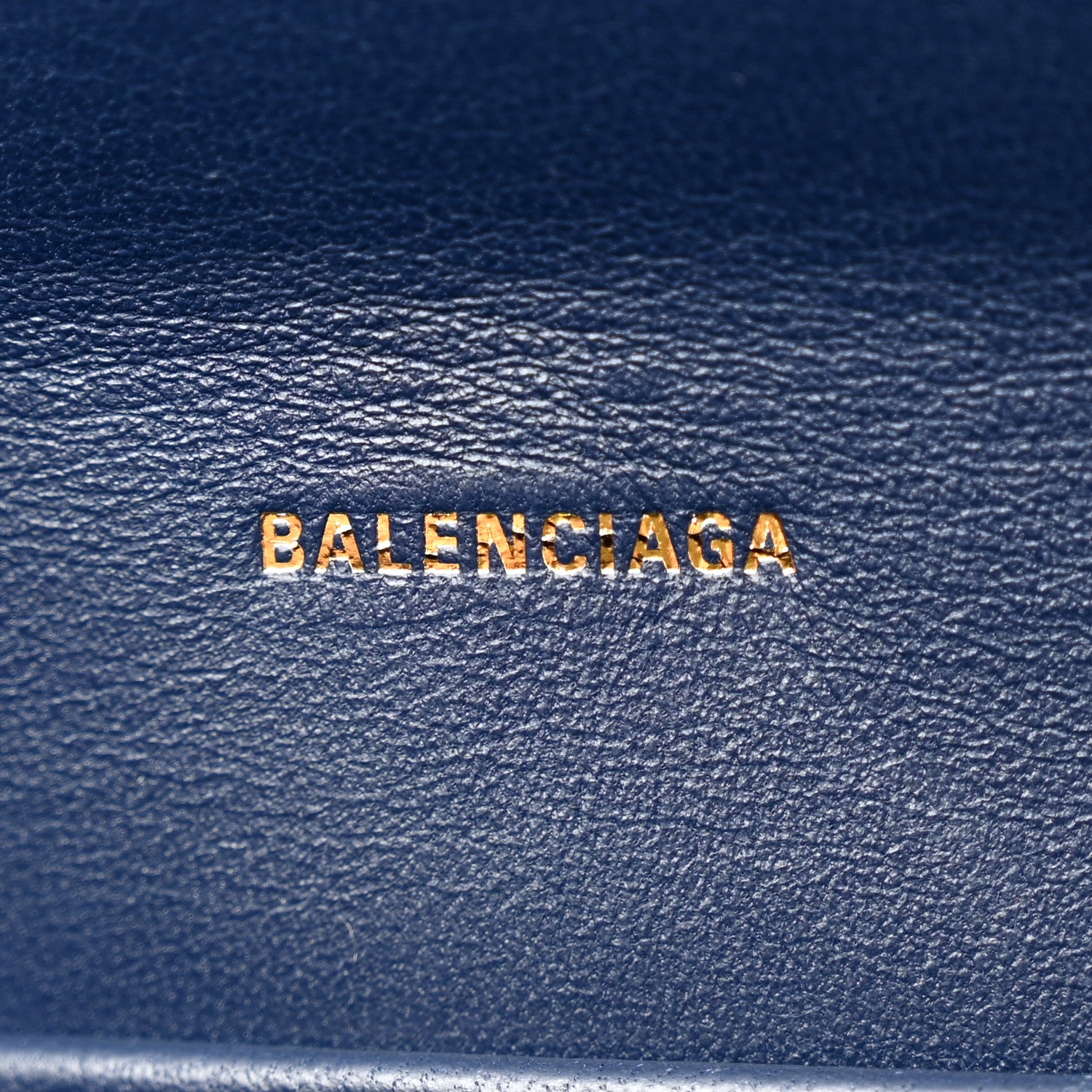 Balenciaga Shiny Calfskin Crocodile Embossed Hourglass Flap Flat Pouch Navy Blue 6 of 7