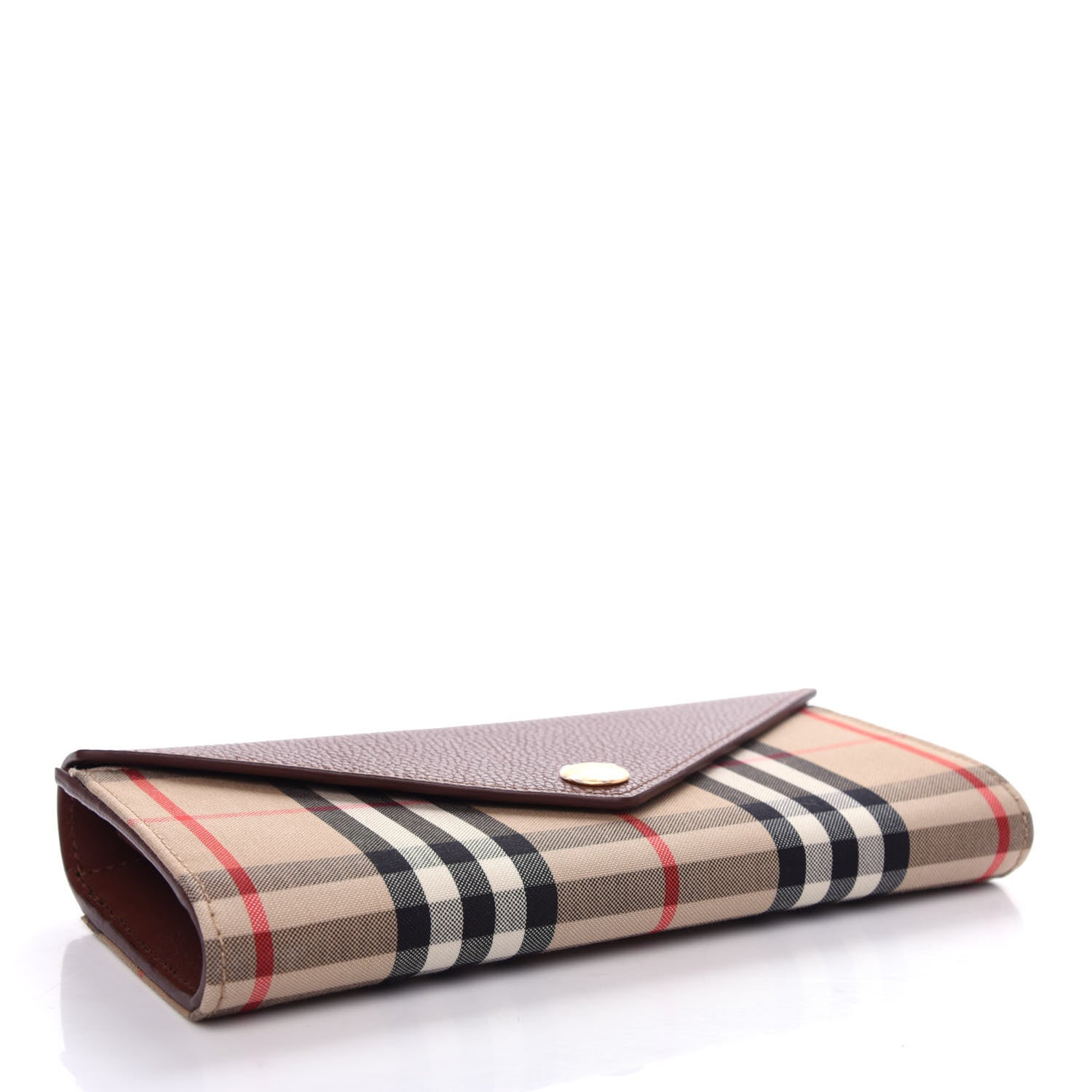 Burberry BURBERY Calfskin Vintage Check Continental Wallet Tan 4 of 7