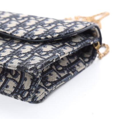 Christian Dior Oblique Saddle Chain Pouch Blue 8 of 9