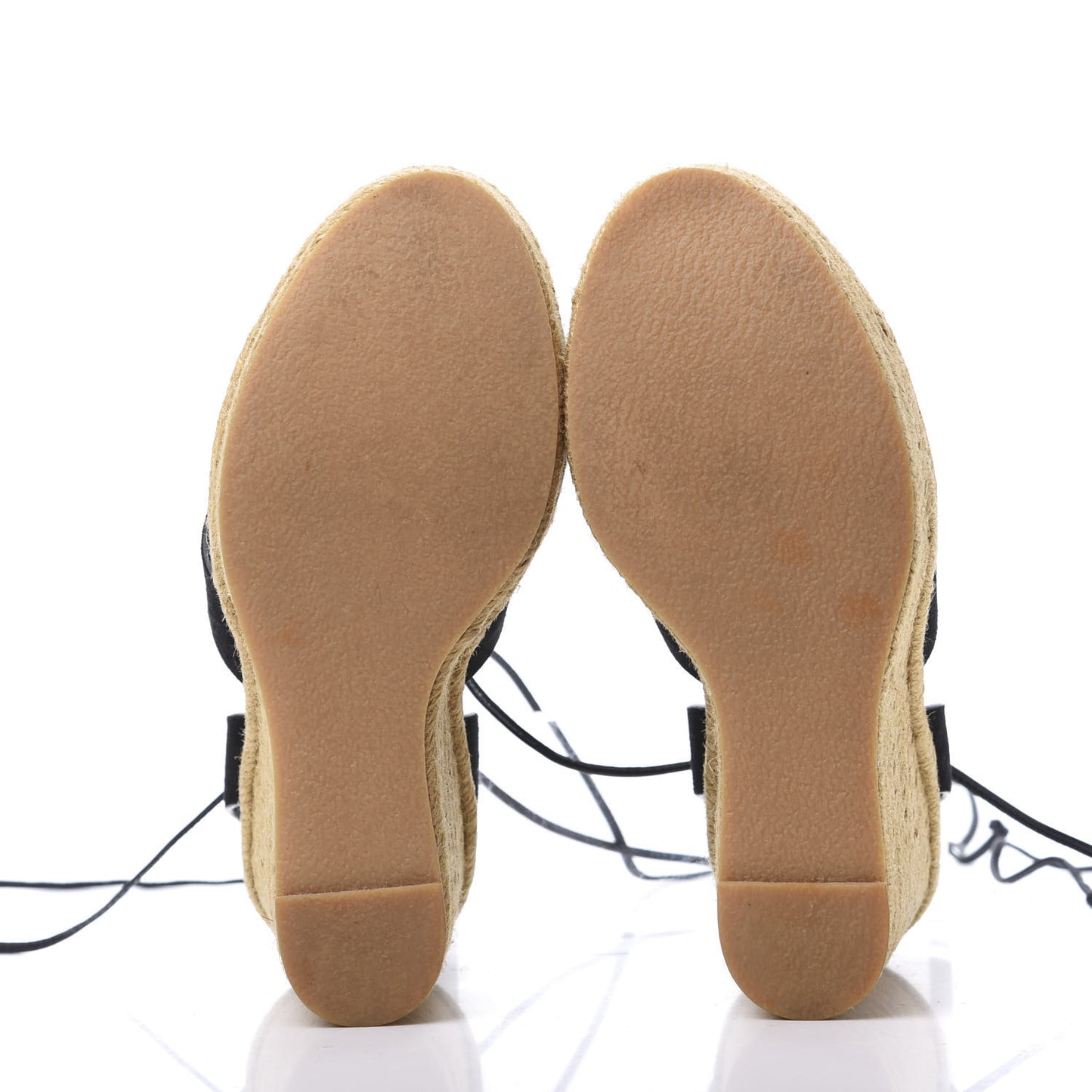 Suede Espadrille Lace-Up Wedges 38 Black