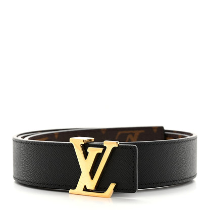 Louis Vuitton Calfskin Monogram 30mm LV Initiales Reversible Belt 85 34 Black 2 of 7