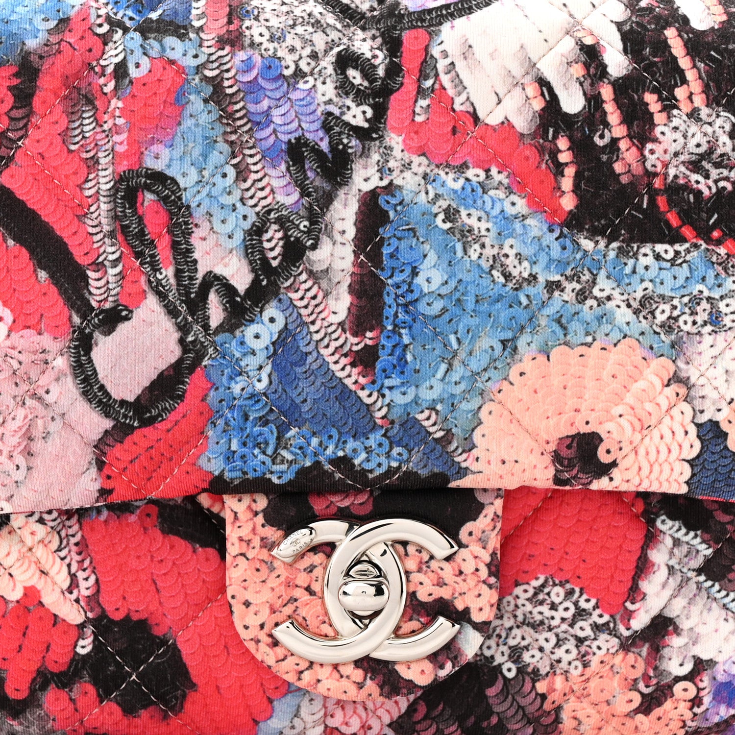 Chanel Canvas Sequin Print Quilted Waist Bag Multicolor 7 of 9