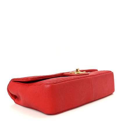 Chanel Wrinkled Lambskin Chevron Quilted Medium Flap Red 4 of 12