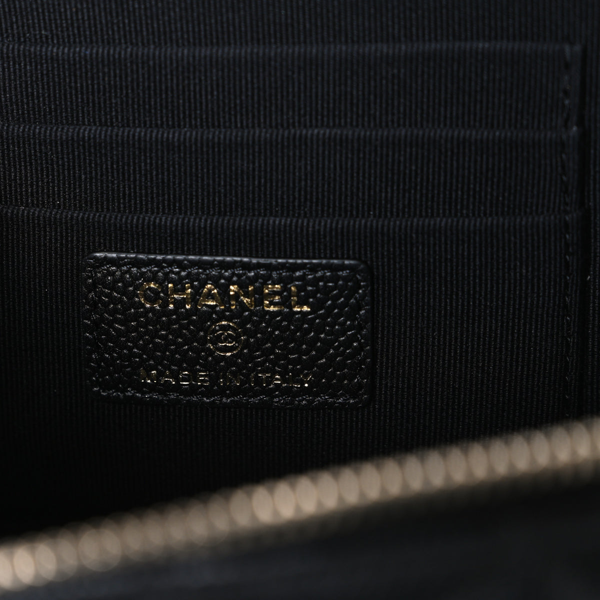 Caviar Quilted Small Tiny CC Vanity Case With Chain  Black