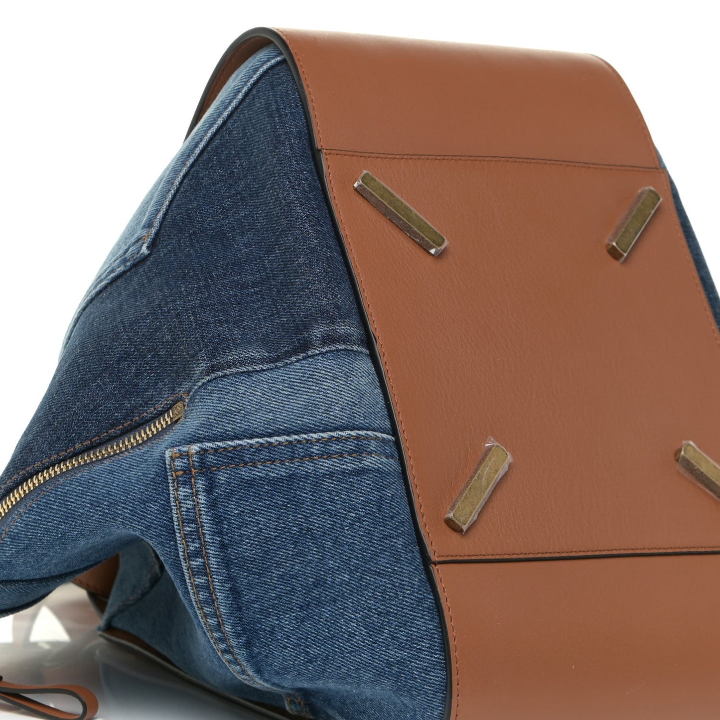 Calfskin Denim Medium Hammock Shoulder Bag Multitone Tan