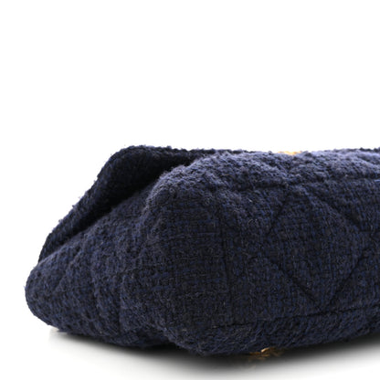 Chanel Tweed Quilted Maxi Chanel 19 Flap Navy 9 of 11
