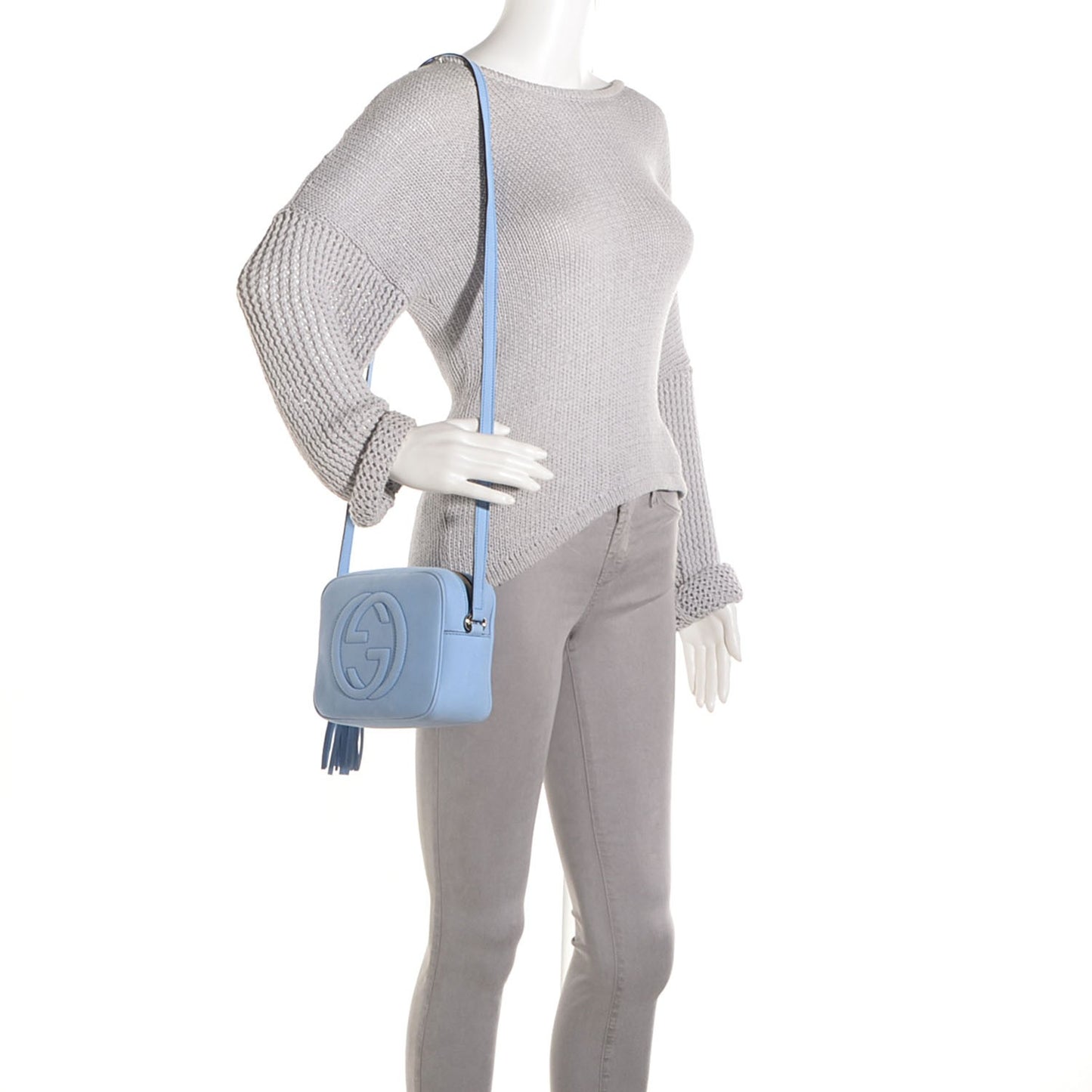 Vitello Range Small Soho Disco Bag Mineral Blue