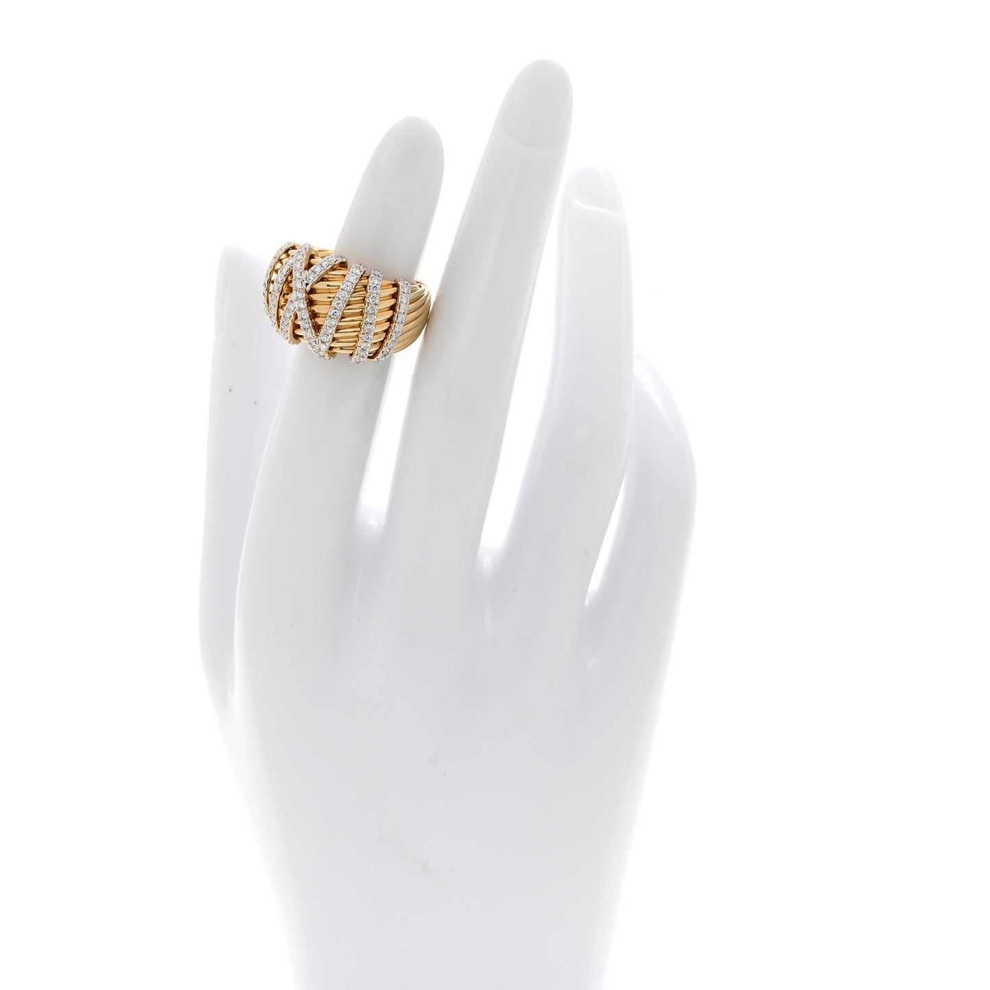 18K Yellow Gold Diamond 15mm Helena Ring 52 6