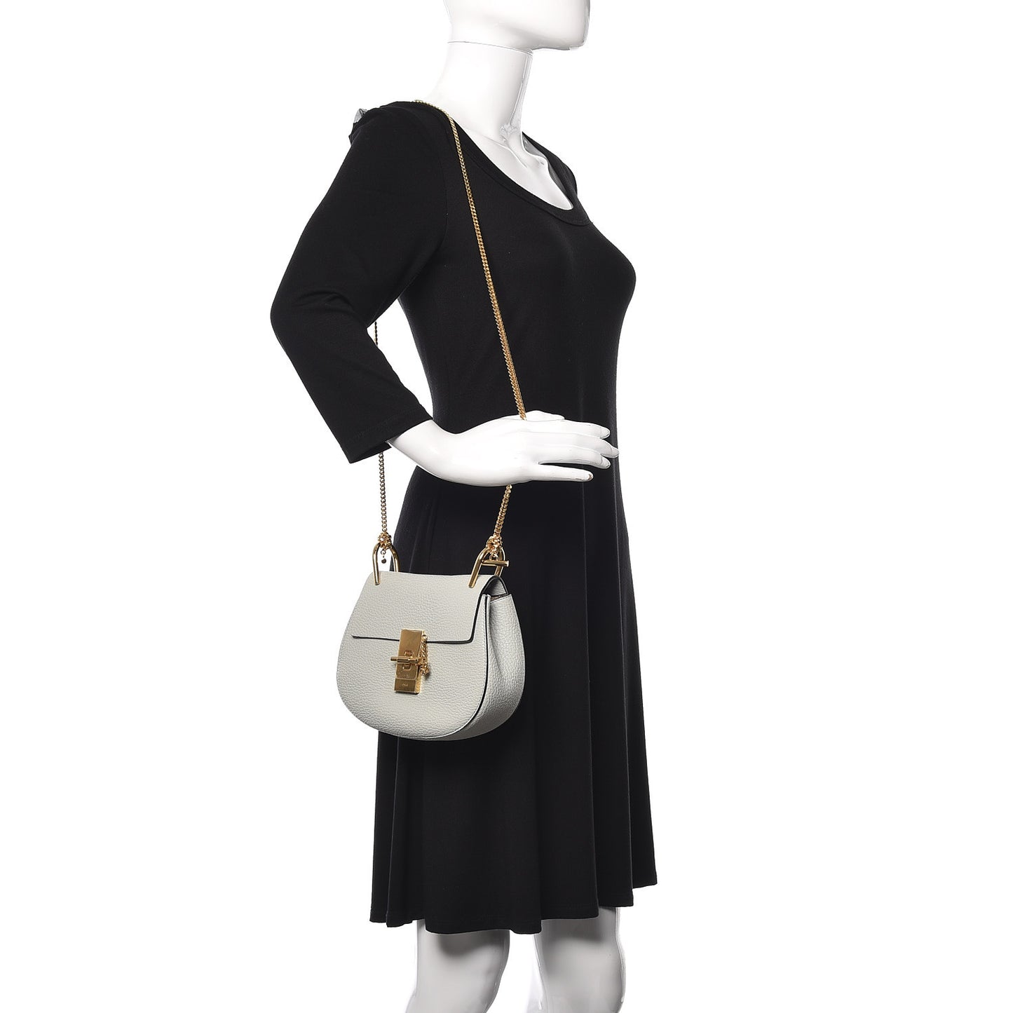 Grained Lambskin Drew Shoulder Bag Airy Grey