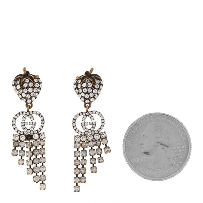 Gucci Metal Crystal Interlocking G Strawberry Drop Earrings 2 of 6