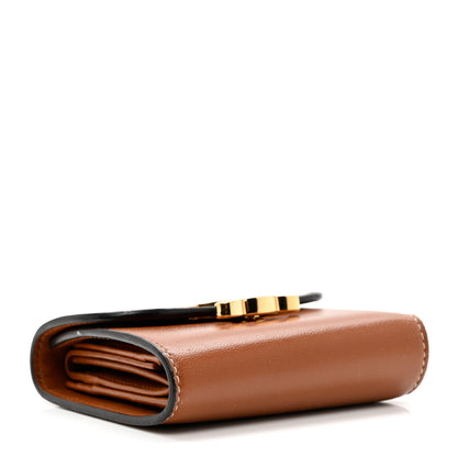 Celine Shiny Calfskin Triomphe Compact Wallet Natural Tan 4 of 8