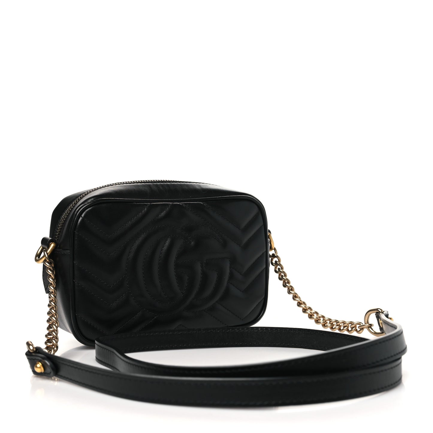 Calfskin Matelasse Mini GG Marmont Chain Shoulder Bag Black