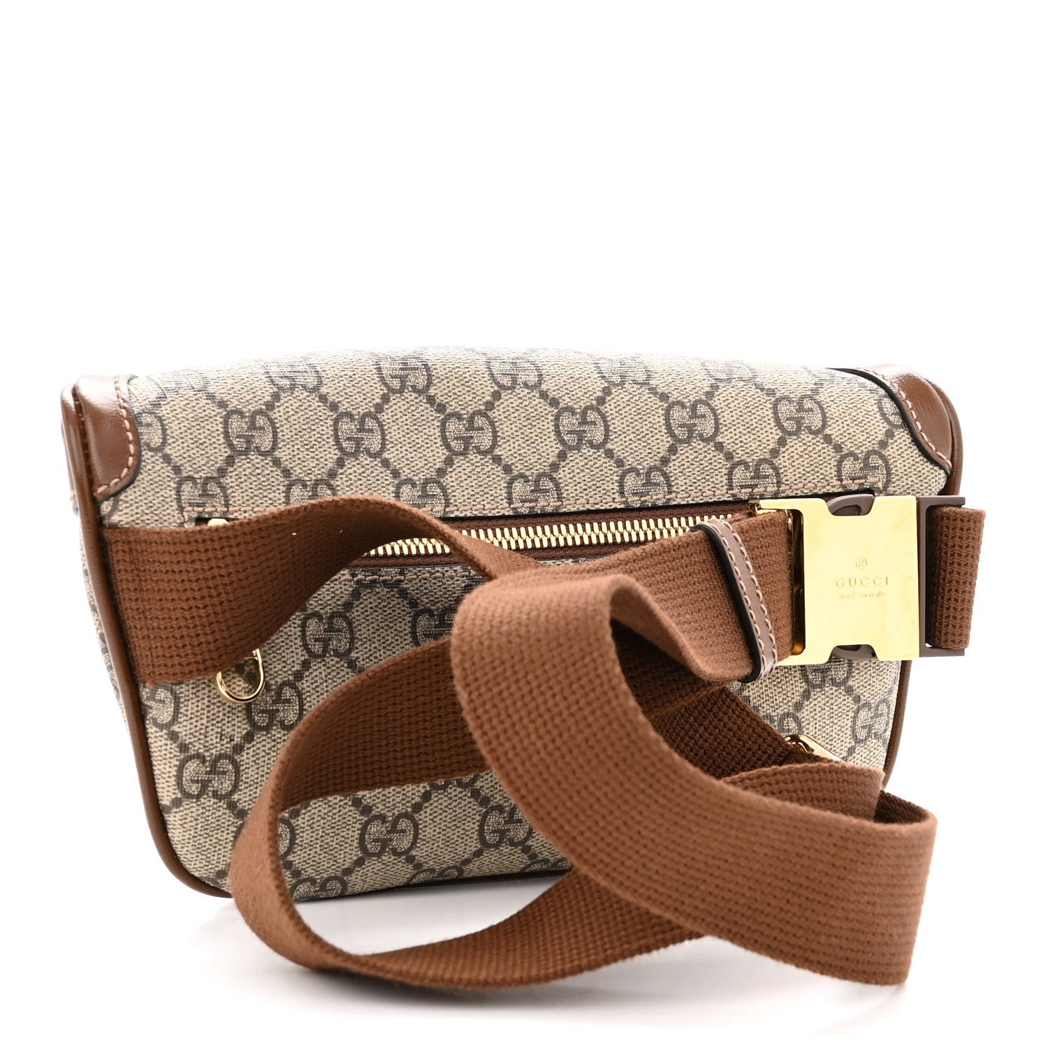 Gucci GG Supreme Monogram Textured Calfskin Retro Interlocking G Belt Bag Beige Ebony Brown Sugar 3 of 9