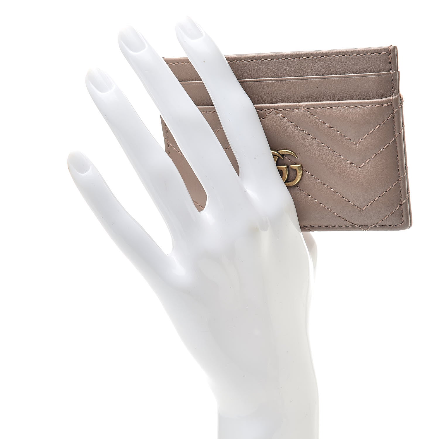 Gucci Calfskin Matelasse GG Marmont Card Holder Porcelain Rose 2 of 6