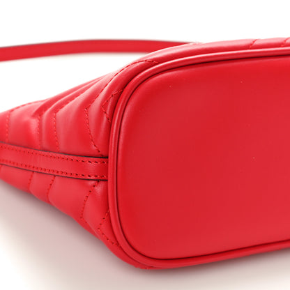 Gucci Calfskin Matelasse Chevron GG Marmont Sling Shoulder Bag Rosso 9 of 10