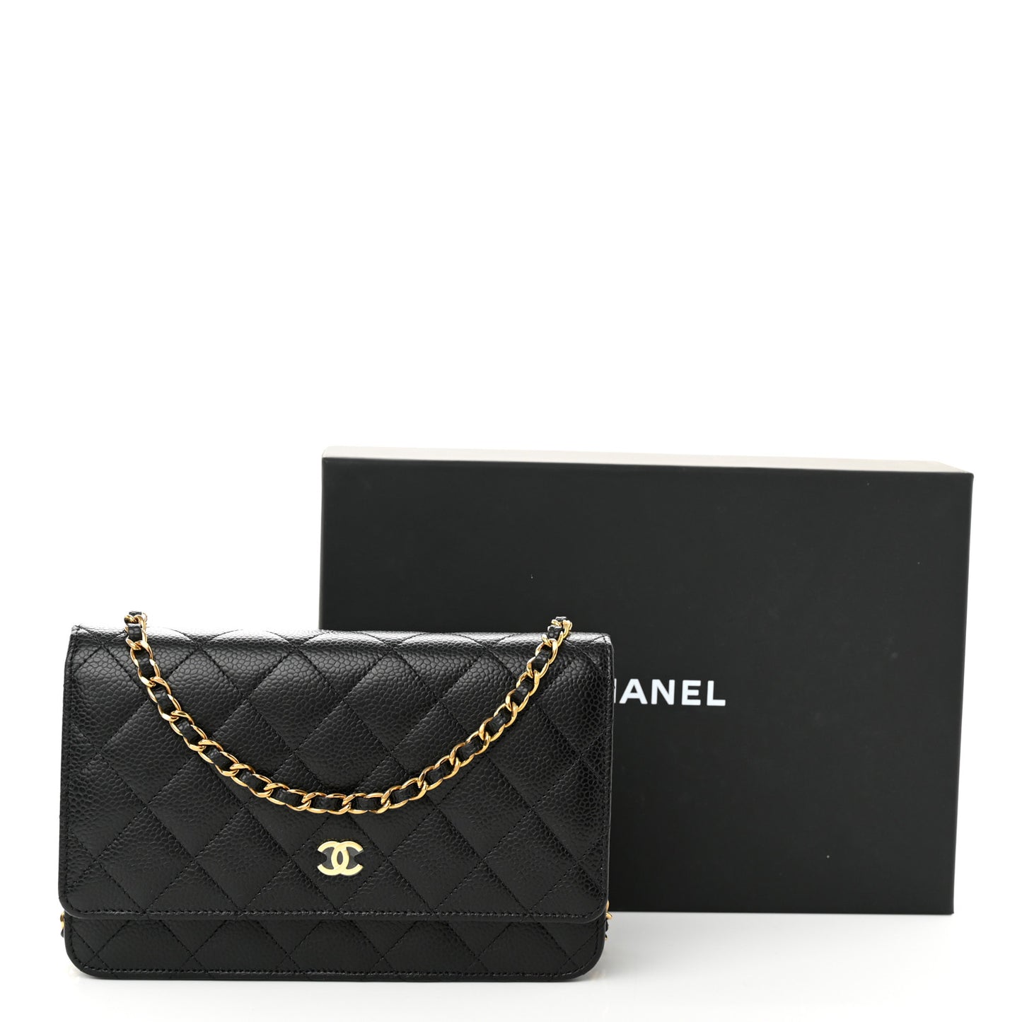 Caviar Quilted Wallet On Chain WOC Black