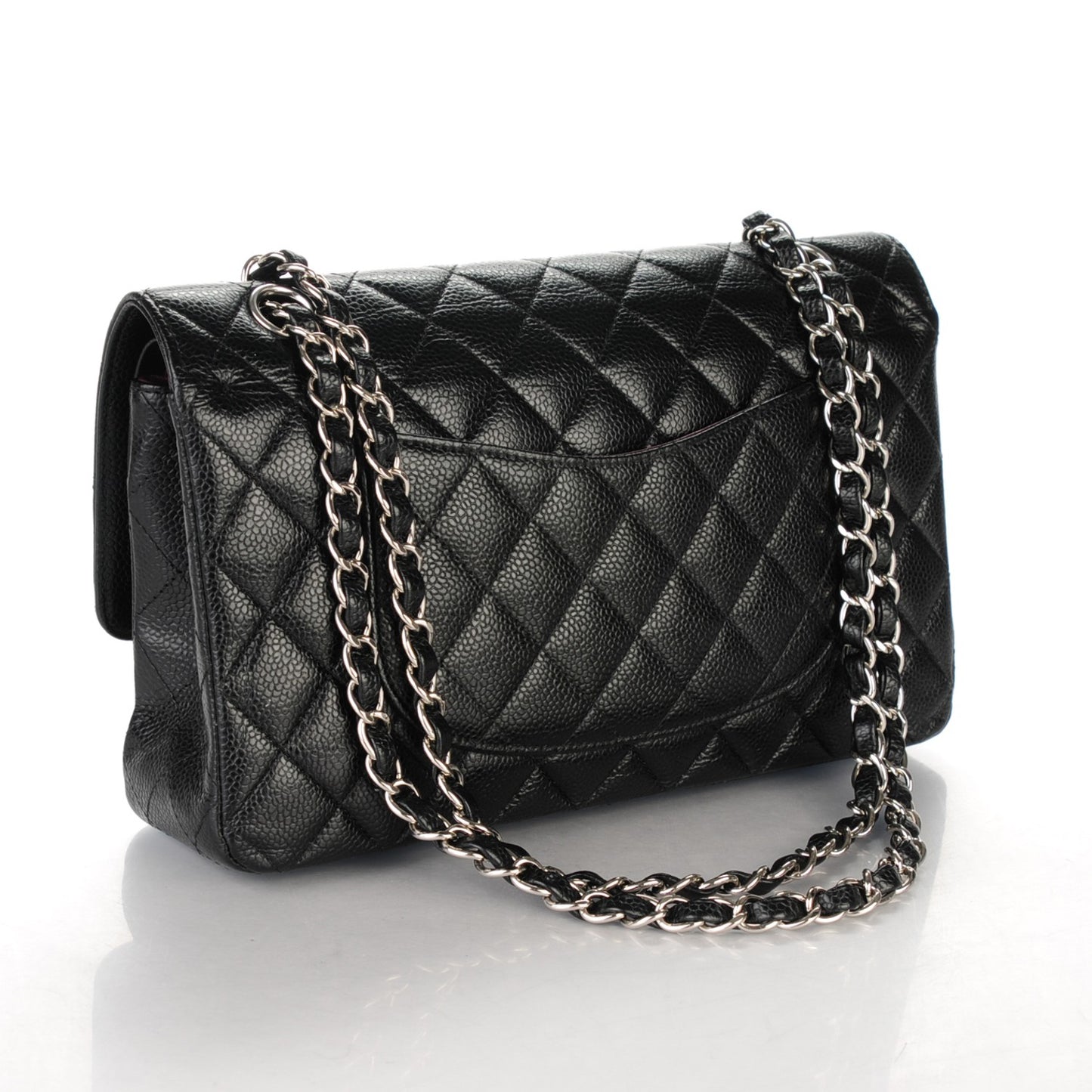Caviar Quilted Medium Double Flap Black