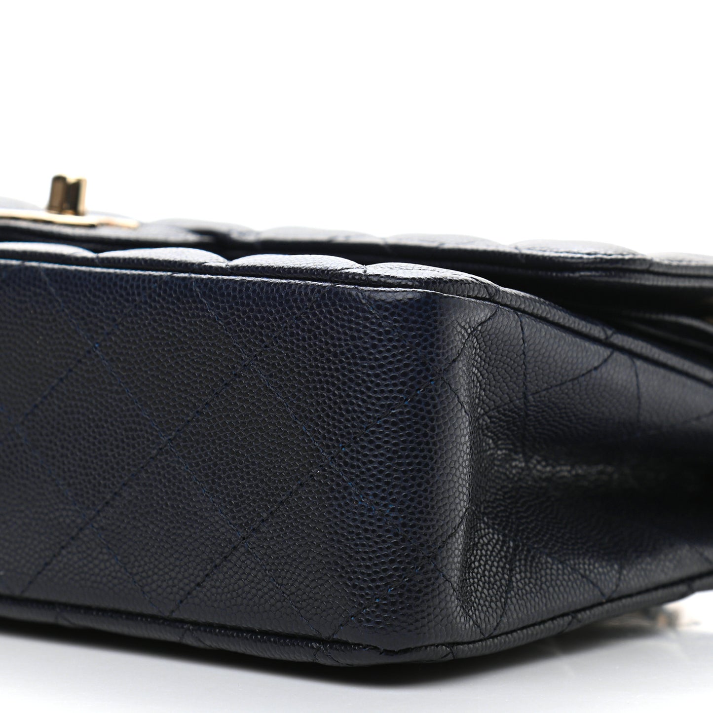 Caviar Quilted Medium Double Flap Navy