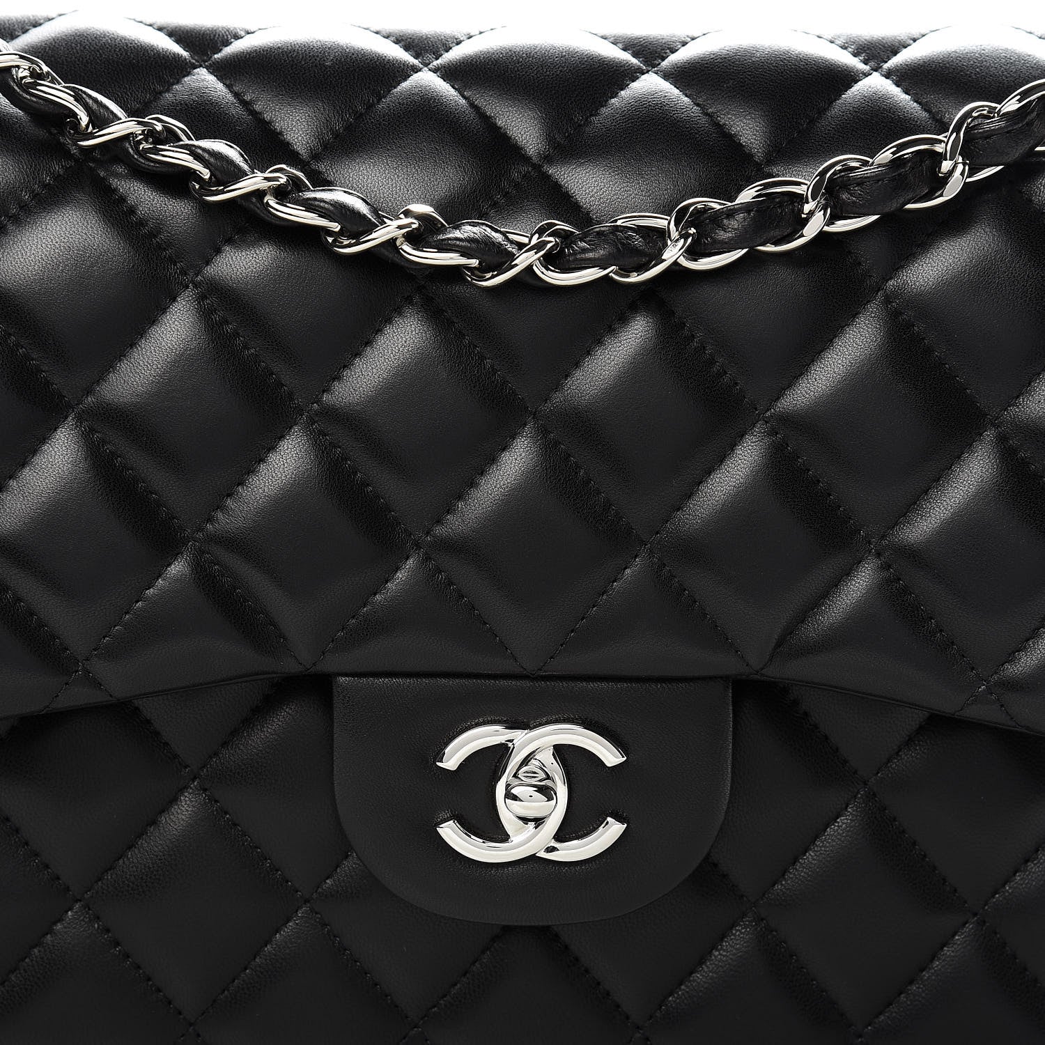 Chanel Lambskin Quilted Jumbo Double Flap Black 9 of 13