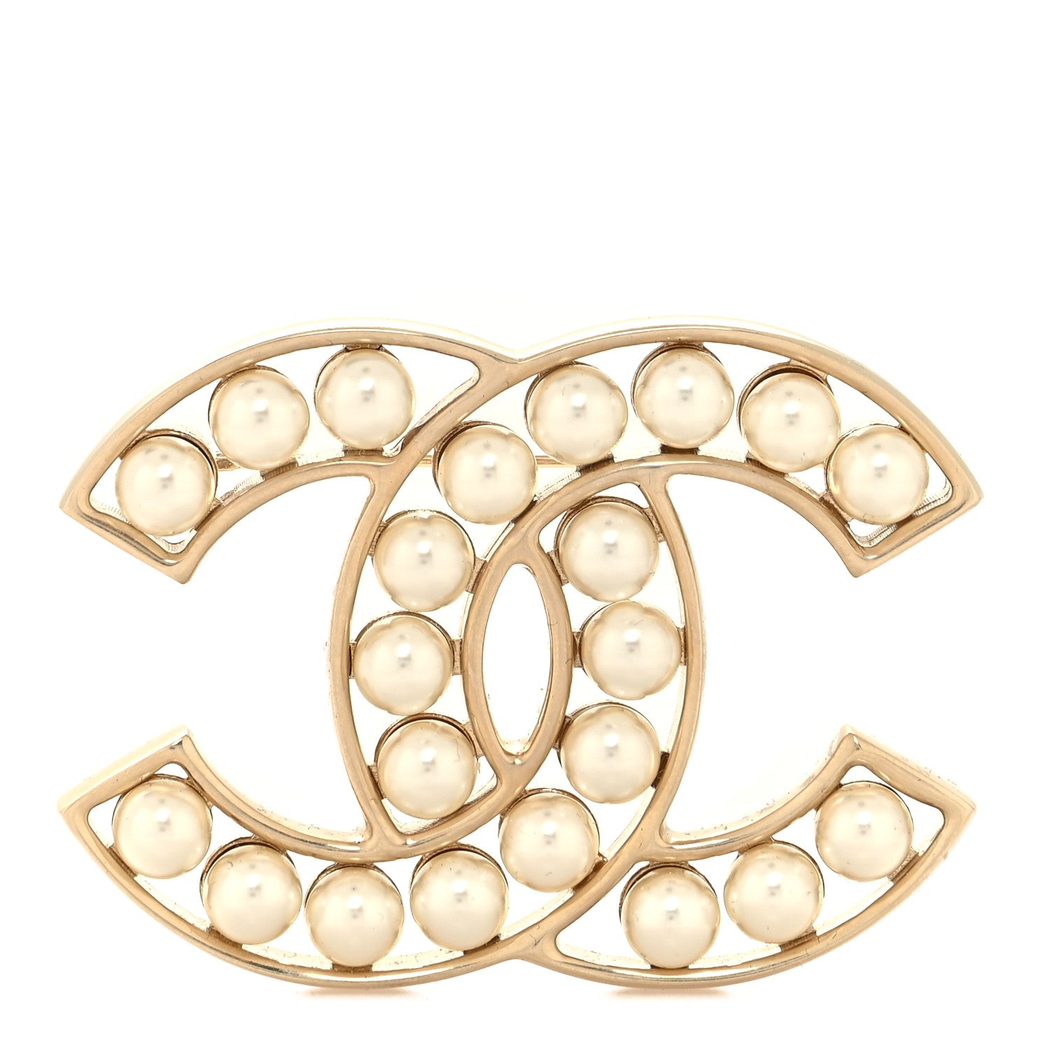 Chanel Pearl CC Brooch Light Gold 1 of 3