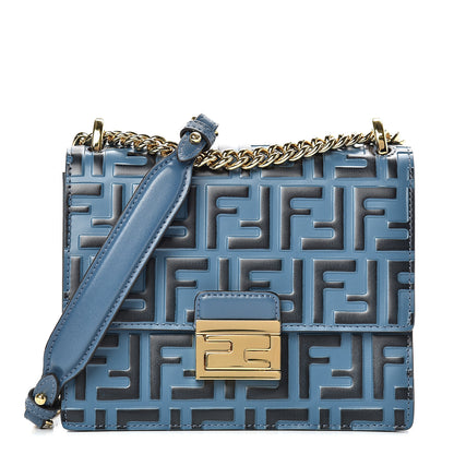 Fendi Vitello Liberty Bi-Color FF 1974 Embossed Small Kan U Shoulder Bag Balena Black 1 of 9