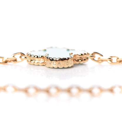Van Cleef & Arpels 18K Yellow Gold Turquoise 10 Motifs Vintage Alhambra Necklace 5 of 15