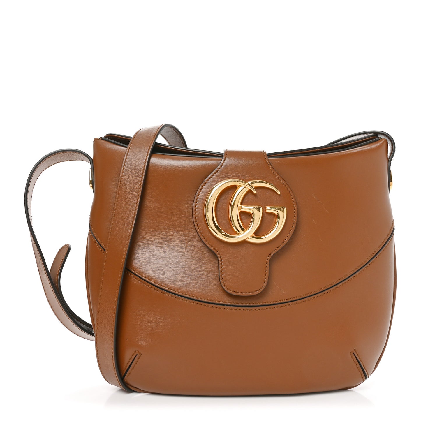 Boarded Plutone Calfskin Medium Arli Shoulder Bag Nocciola