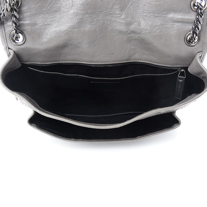 Saint Laurent Crinkled Calfskin Matelasse Monogram Large Niki Chain Satchel Fog 5 of 12