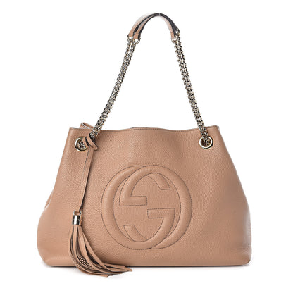 Gucci Pebbled Calfskin Medium Soho Chain Shoulder Bag Rose Beige 1 of 10