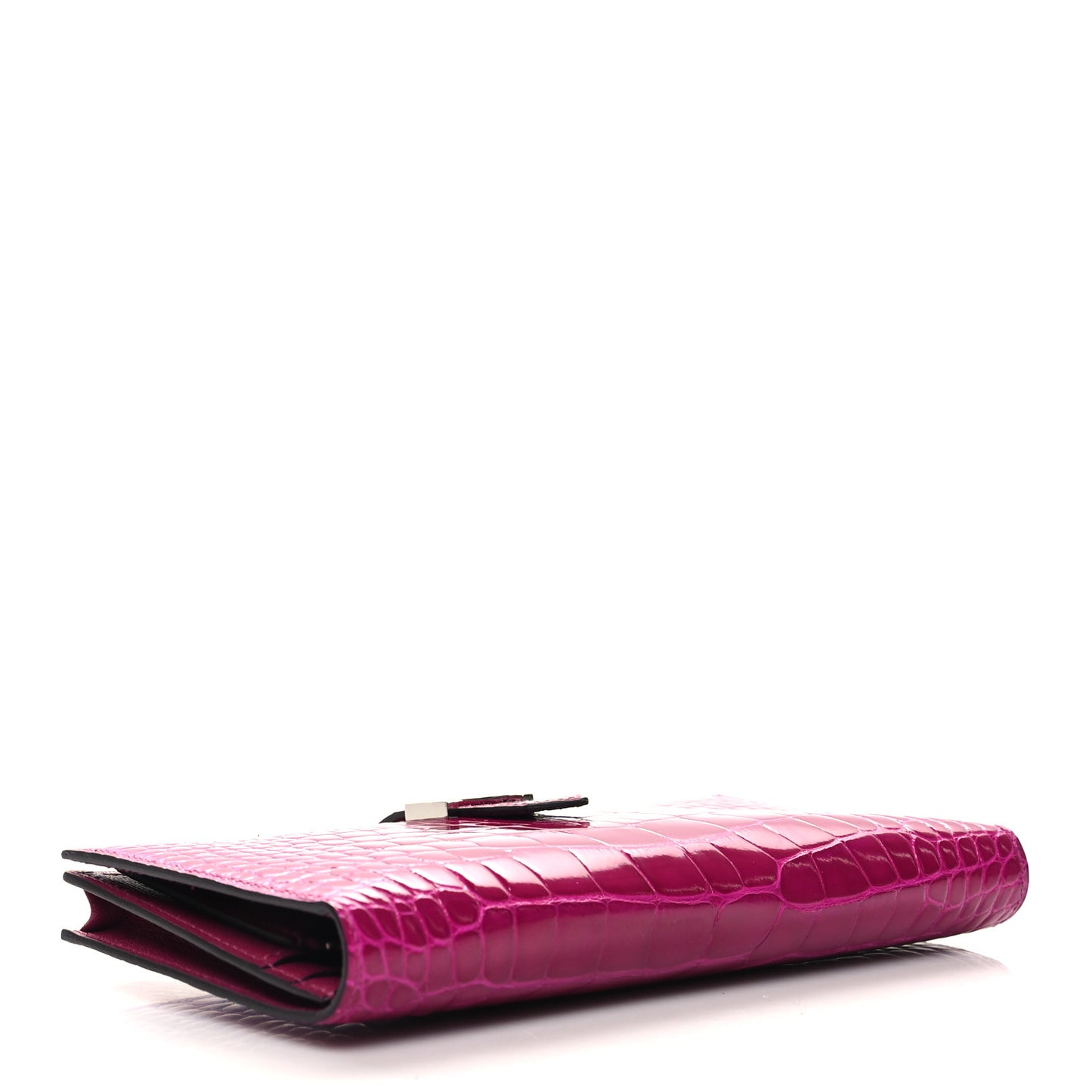 Shiny Alligator Bearn Wallet Rose Pourpre