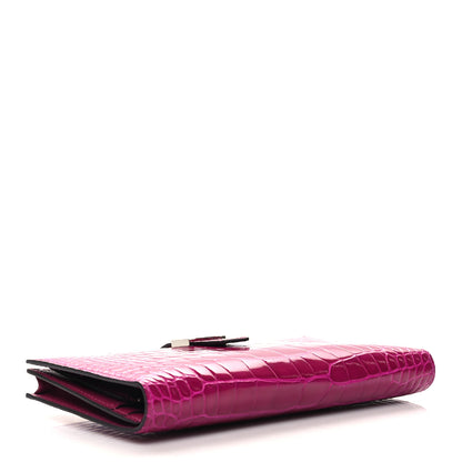 Hermes Shiny Alligator Bearn Wallet Rose Pourpre 4 of 10