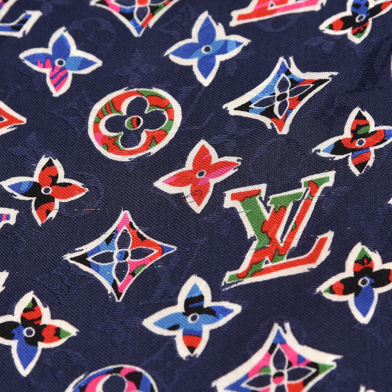 Louis Vuitton Wool Silk ABC Monogram Shawl Navy 5 of 8