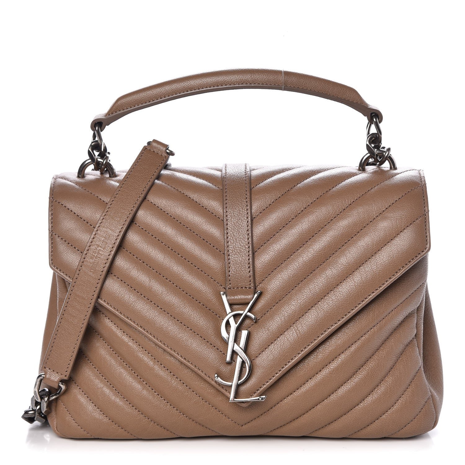Saint Laurent Sheepskin Matelasse Chevron Monogram Medium College Bag Fard 1 of 7
