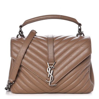 Saint Laurent Sheepskin Matelasse Chevron Monogram Medium College Bag Fard 1 of 7