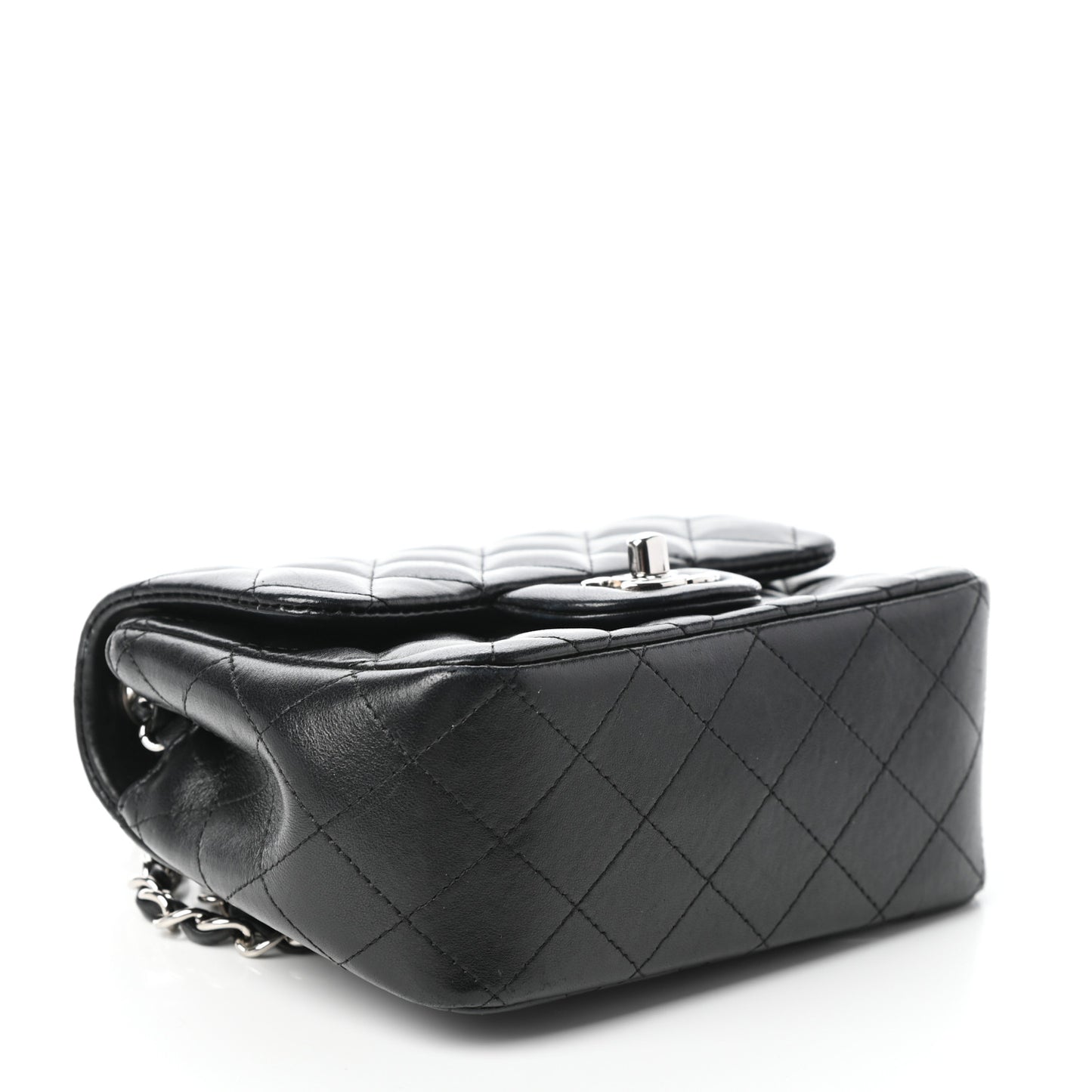 Lambskin Quilted Mini Square Flap Black