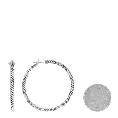 David Yurman Sterling Silver Large Cable Classics Hoop Earrings 2 of 4