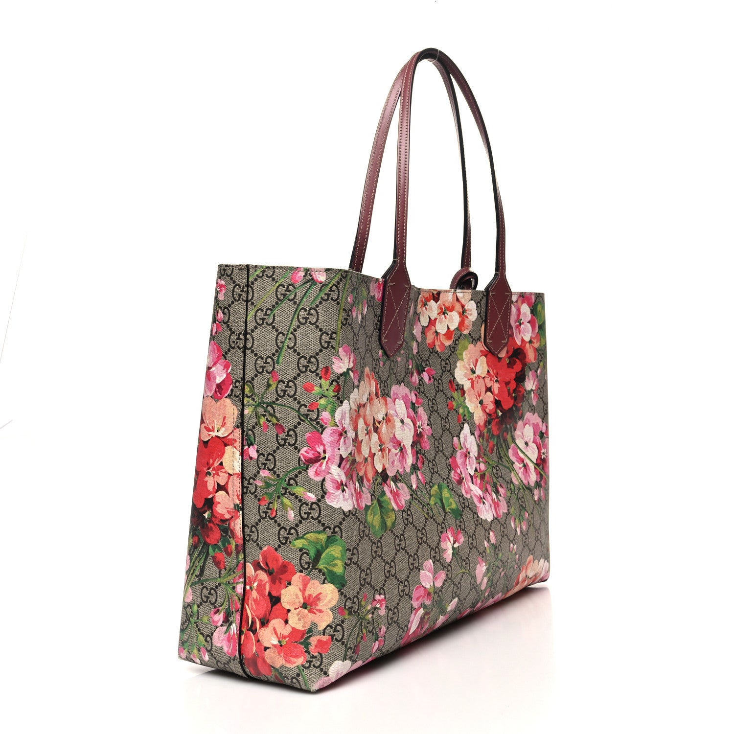 Gucci GG Supreme Monogram Blooms Medium Reversible Tote Beige Multicolor Dry Rose 3 of 11