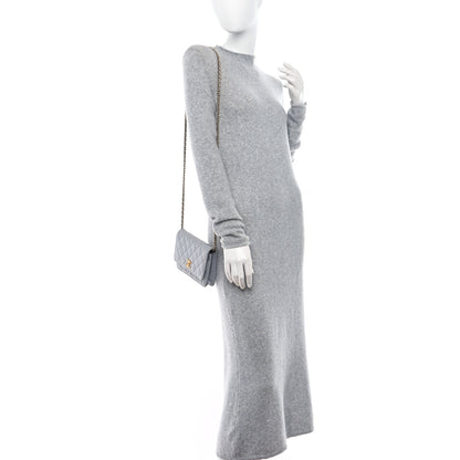 Chanel Caviar Quilted Textured CC Wallet on Chain WOC Grey 2 of 10