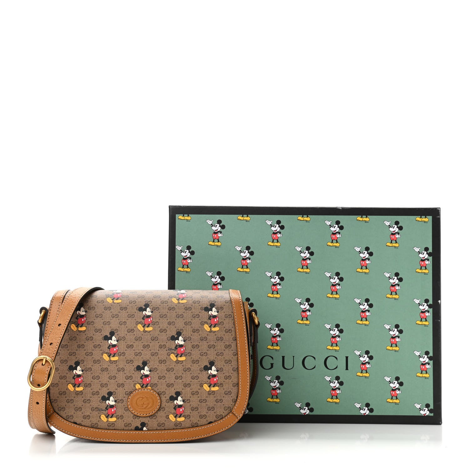 Gucci X DISNEY Mini Vintage GG Supreme Monogram Mickey Mouse Small Flap Messenger Bag Beige Vintage Sun Oil 12 of 12