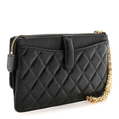 Chanel Aged Calfskin Quilted 2.55 Reissue Pouch With Chain Handle Black 3 of 8
