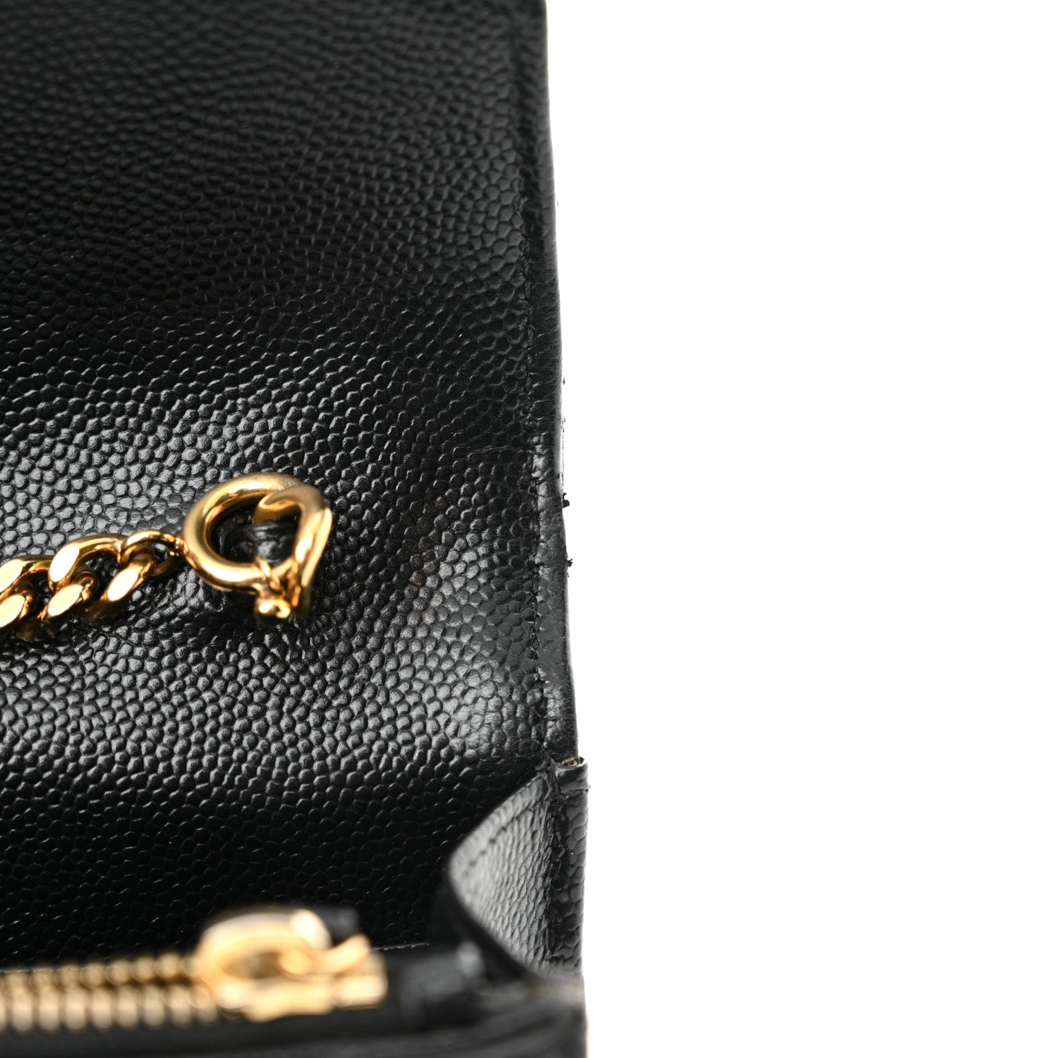 Saint Laurent Grain De Poudre Matelasse Chevron Monogram Envelope Chain Wallet Black 11 of 12