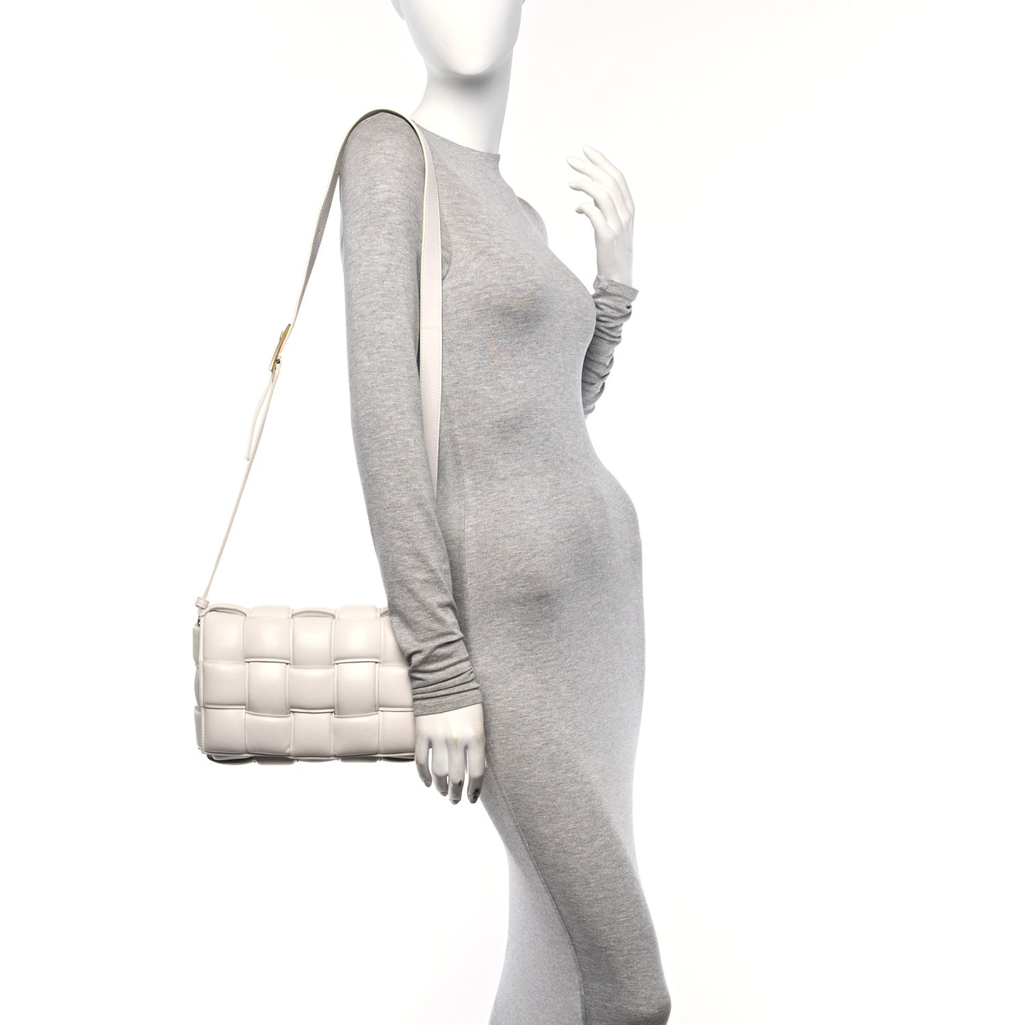Nappa Maxi Intreccio Padded Cassette Crossbody Bag Chalk